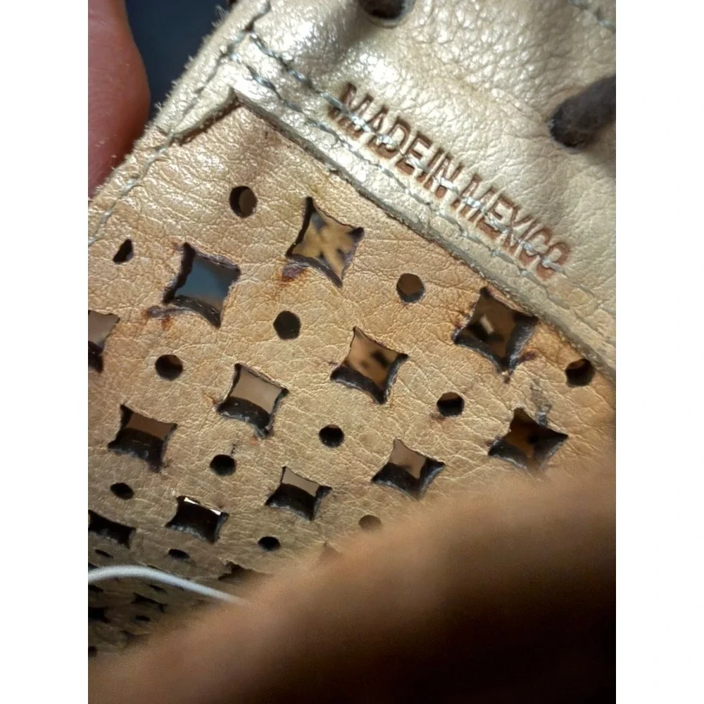 BED|STU Mali Cutout Leather Lace‎ Up Platform Wood Heel Sandals 6.5
